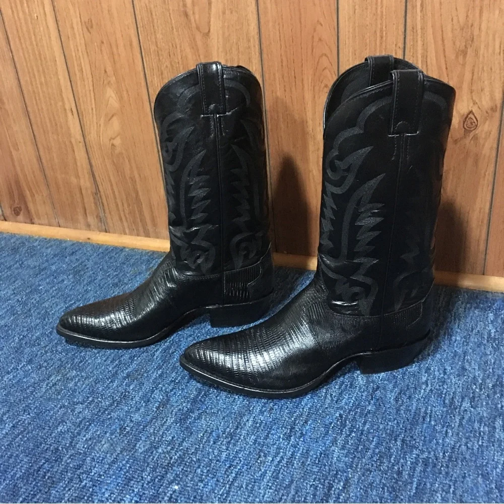 Brand New Without Tags Justin Black Iguana Western Boots - Picture 2 of 5